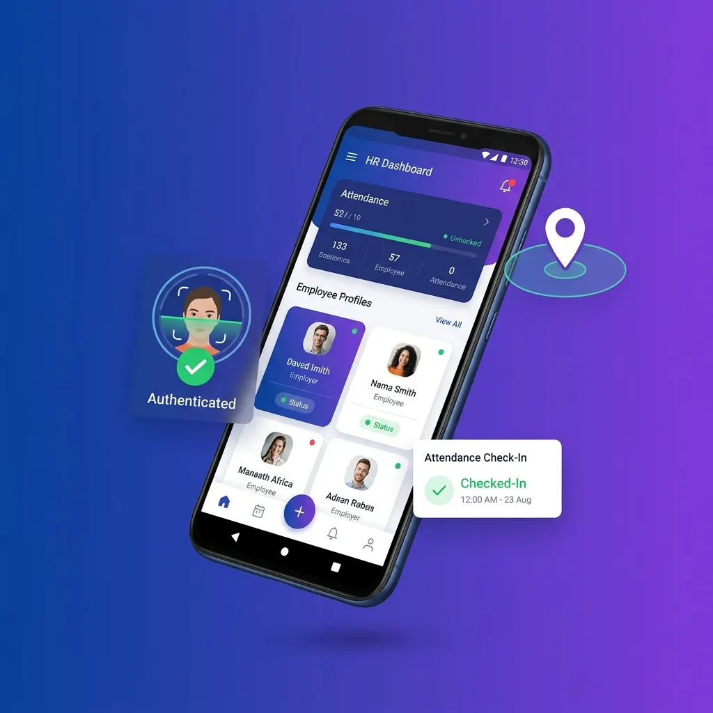 XoMB HR Mobile App with AI Face Recognition and GPS Geo-Fencing Attendance